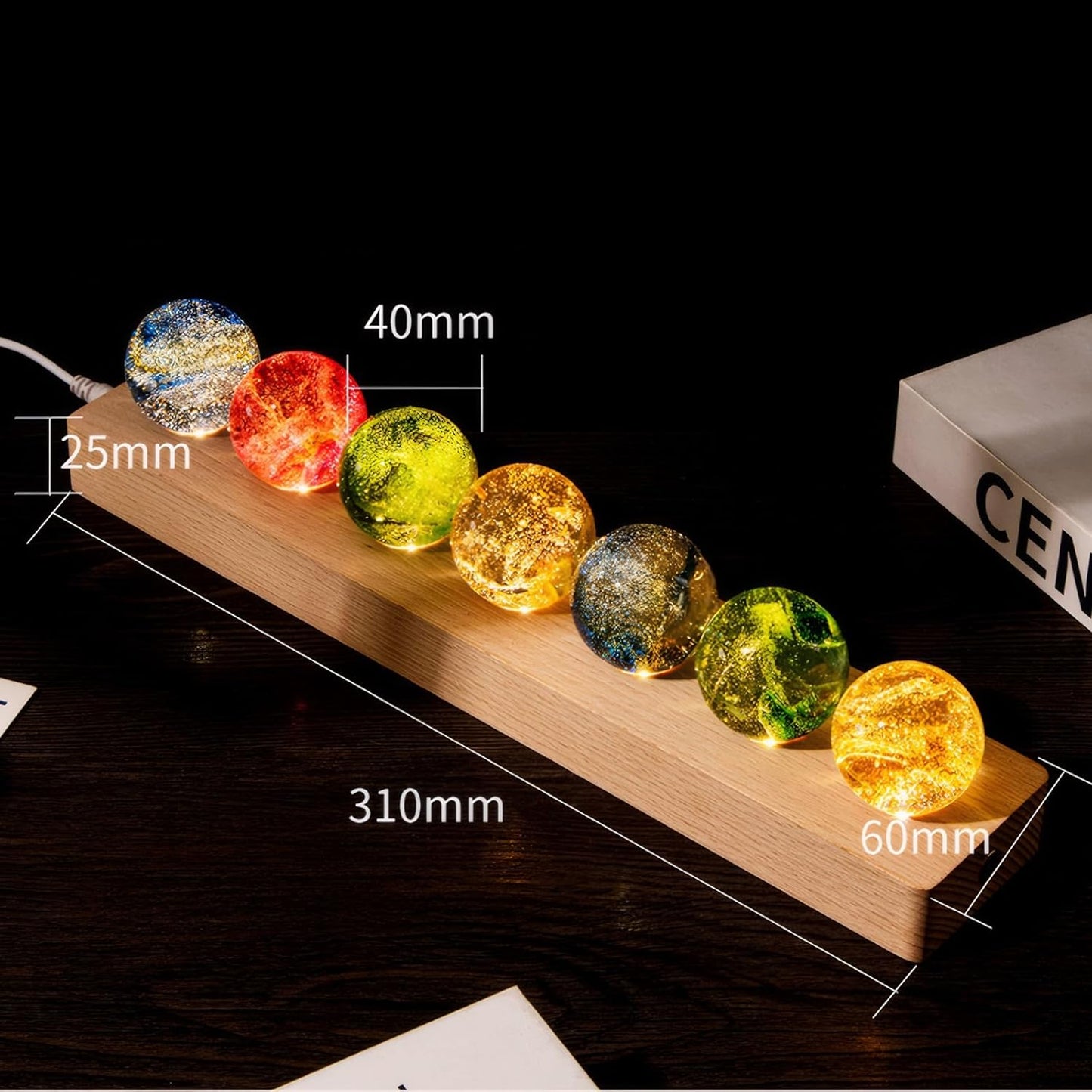 Chakra Lamp 7 Globe LED Lights Multicoloured