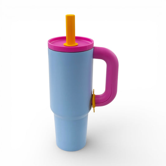 1.2Lt Flask with Straw Blue & Pink