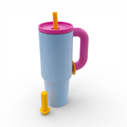 1.2Lt Flask with Straw Blue & Pink