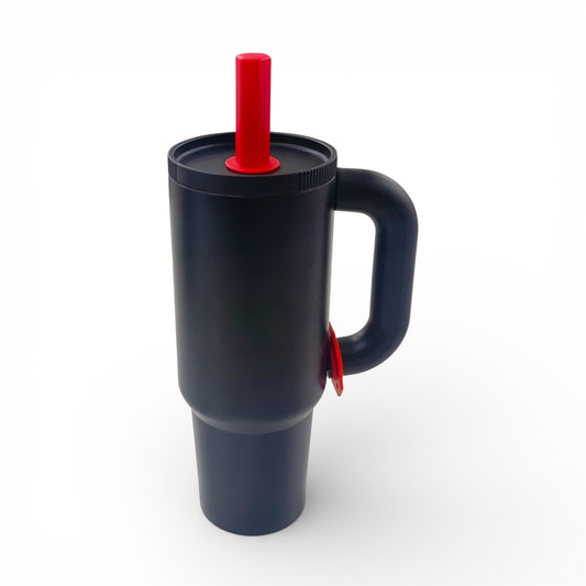 1.2Lt Flask with Straw Black & Red