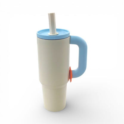 1.2Lt Flask with Straw Blue & Cream