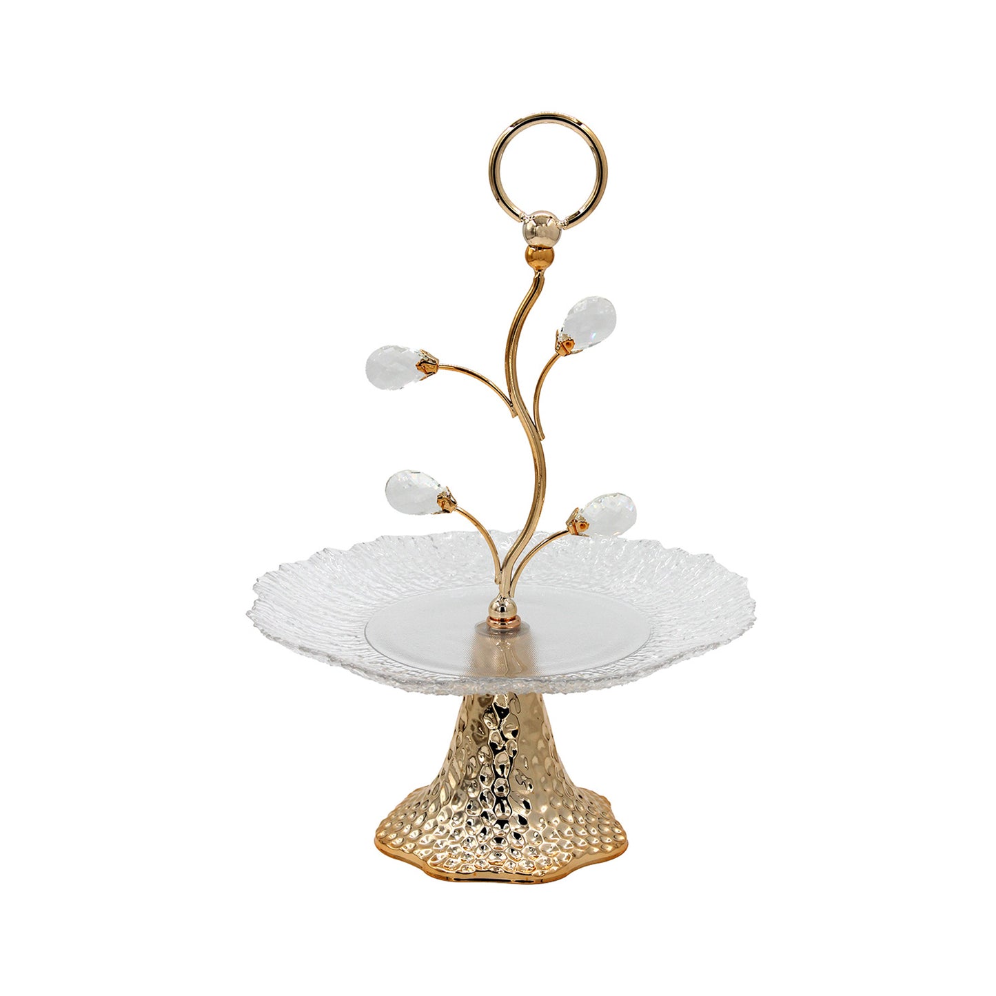 Glass Dessert Server with Metal Base Gold