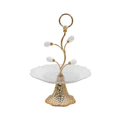 Glass Dessert Server with Metal Base Gold
