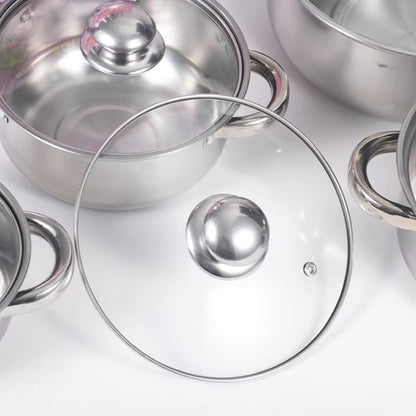 First Home Range 6 Piece Stainless Steel Pot Set Silver