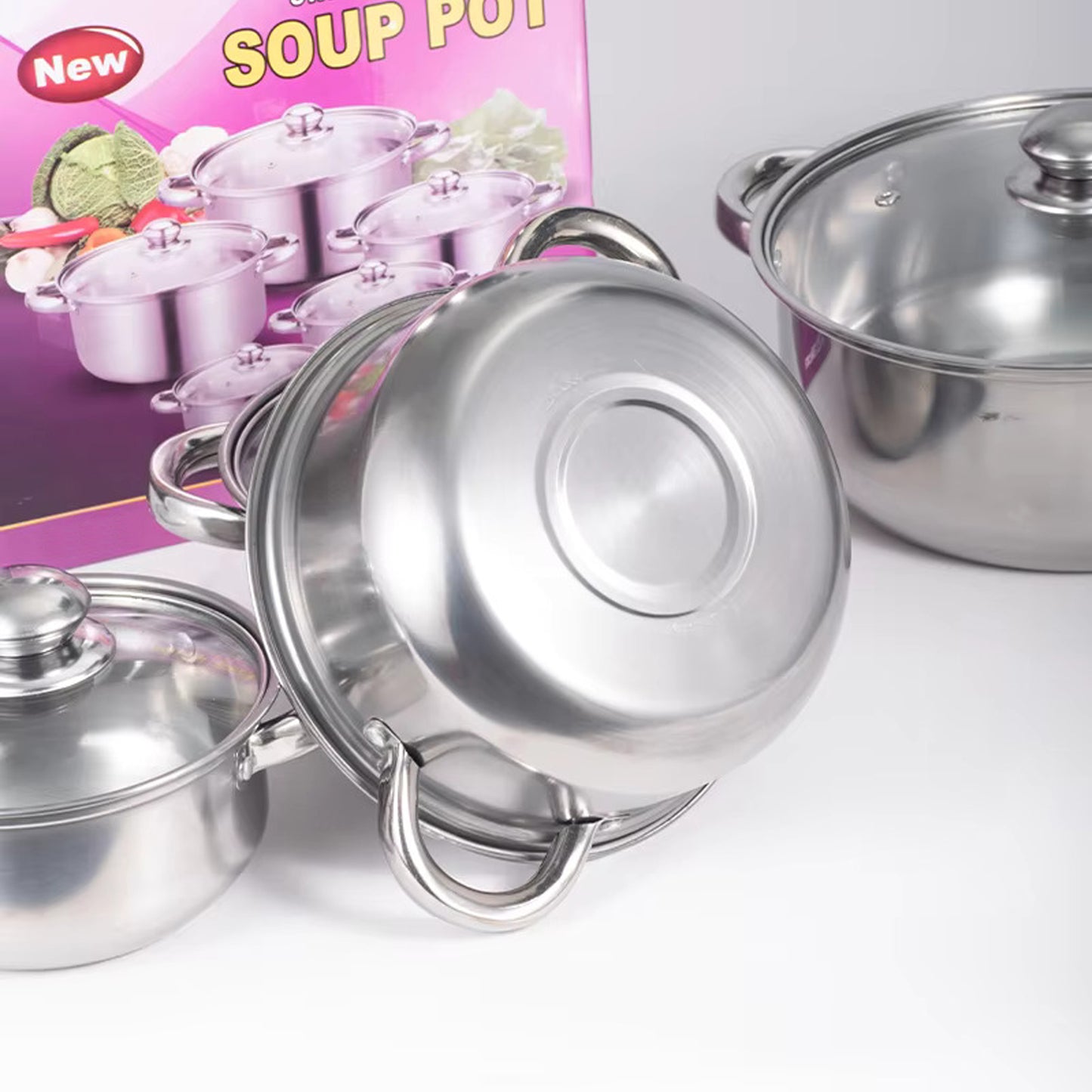 First Home Range 6 Piece Stainless Steel Pot Set Silver