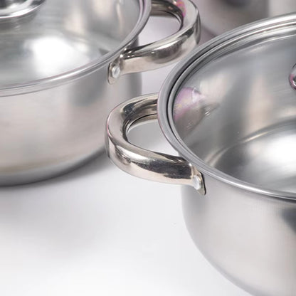 First Home Range 6 Piece Stainless Steel Pot Set Silver