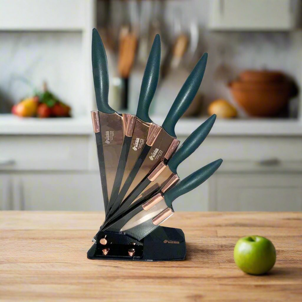 First Home Range 6 Piece Knife Block Set Green