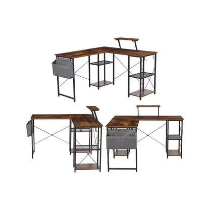 Exotic Designs Corner Computer Table Walnut & Black