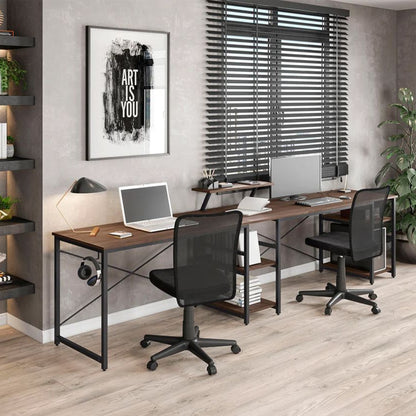 Exotic Designs Corner Computer Table Walnut & Black
