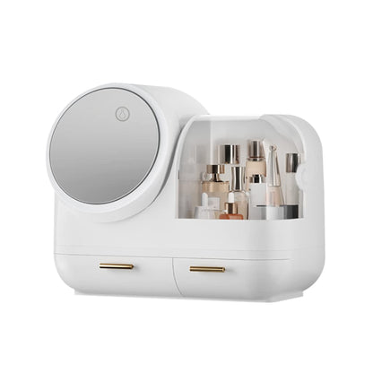 Antalya Cosmetics Storage Organizer Large with LED Lighted Mirror White