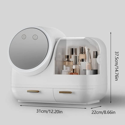 Antalya Cosmetics Storage Organizer Large with LED Lighted Mirror White
