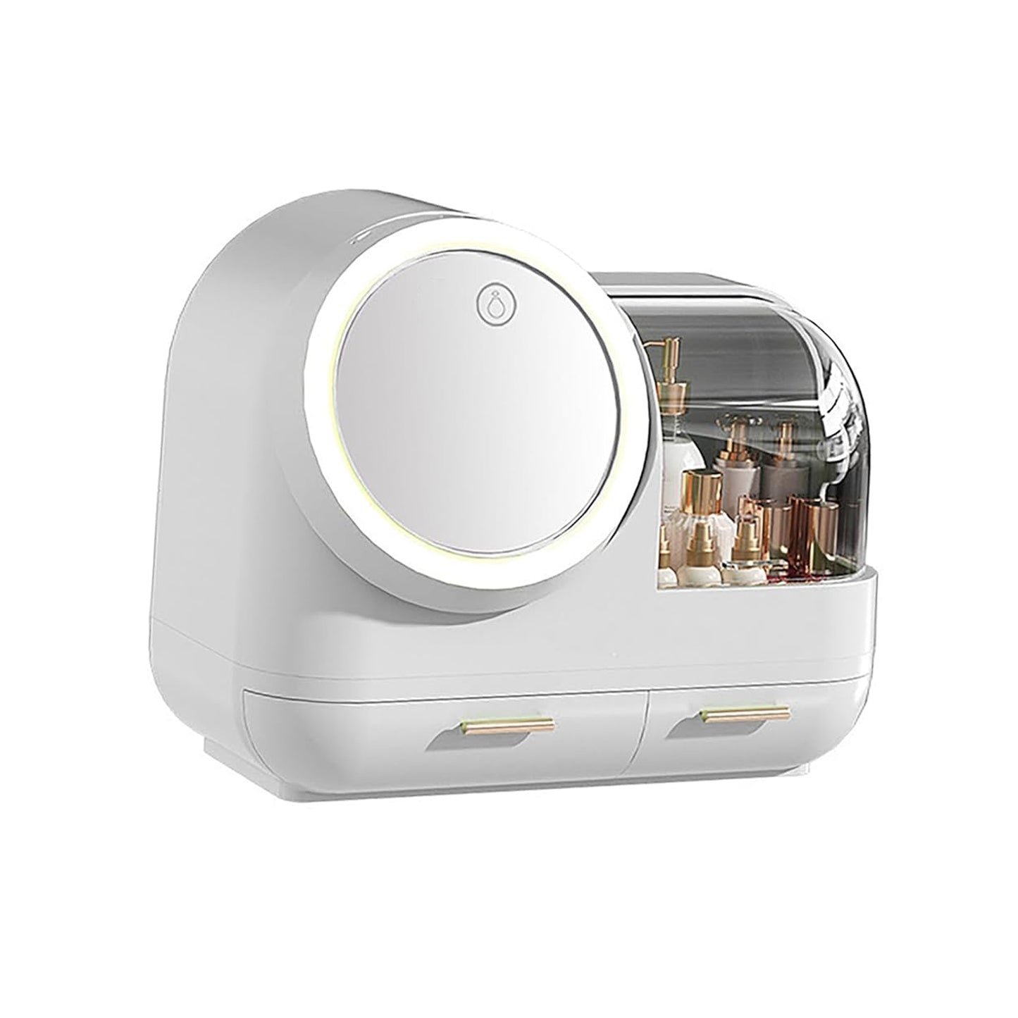 Antalya Cosmetics Storage Organizer Large with LED Lighted Mirror White