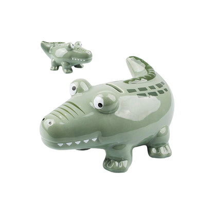 Crocodile Ceramic Money Bank Green