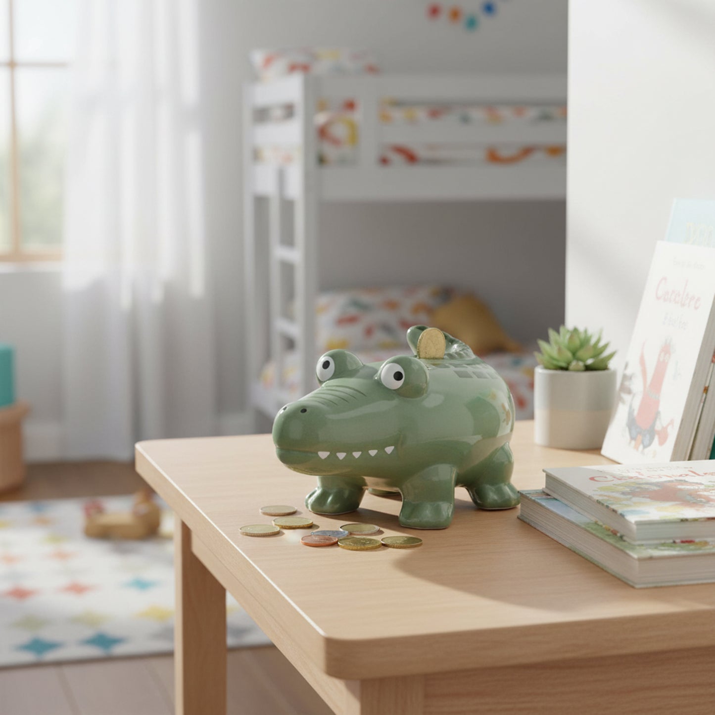 Crocodile Ceramic Money Bank Green