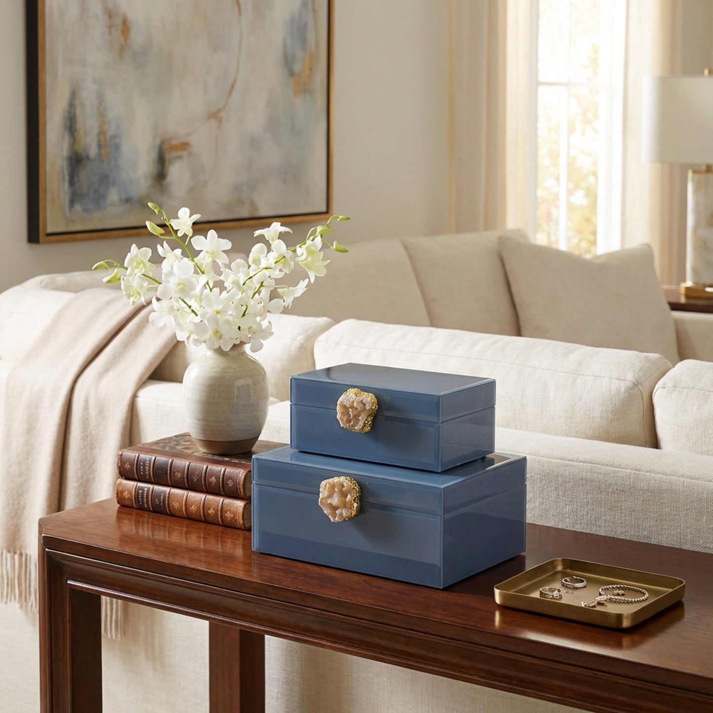 2 Piece Jewellery Box Set Blue