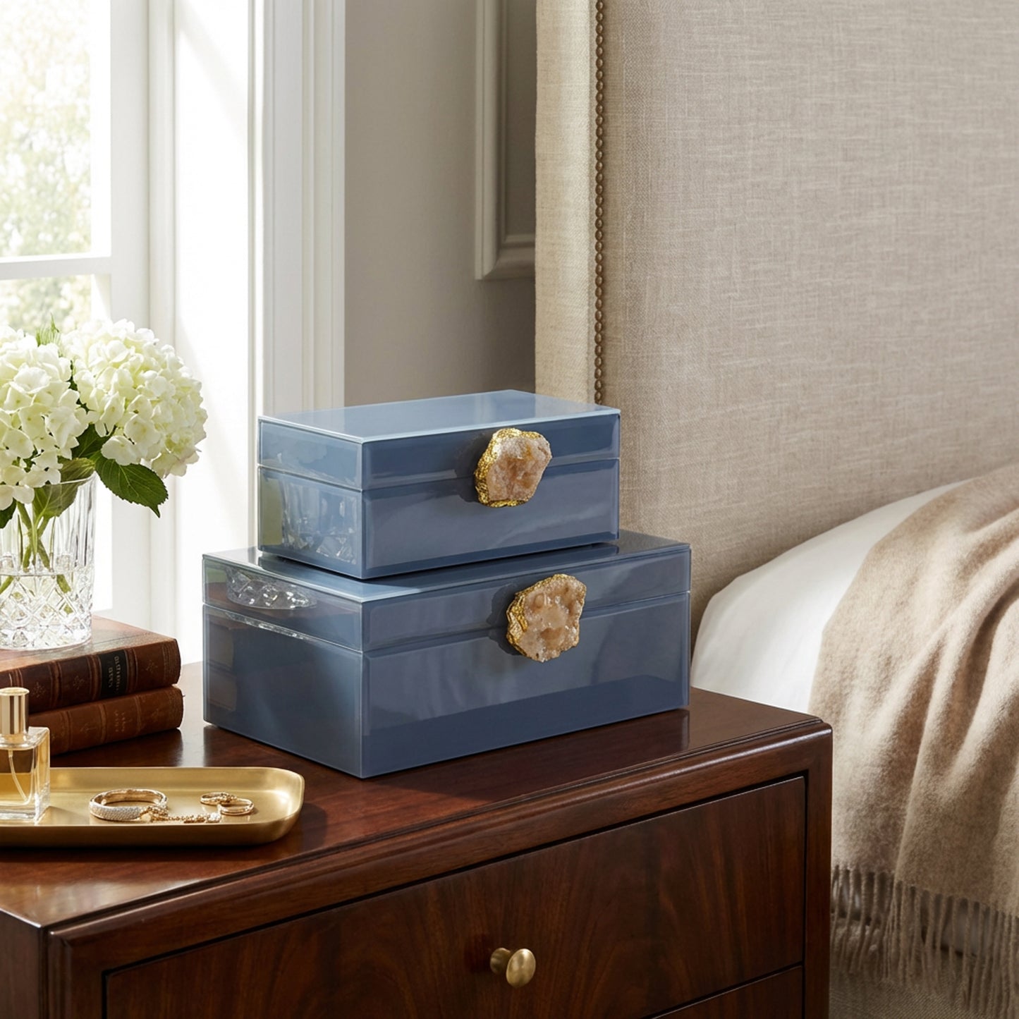 2 Piece Jewellery Box Set Blue