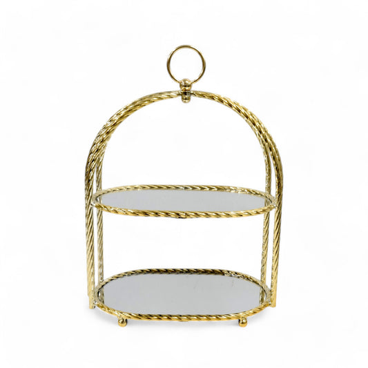Milano 2 Layer Mirror Cupcake Tray Gold