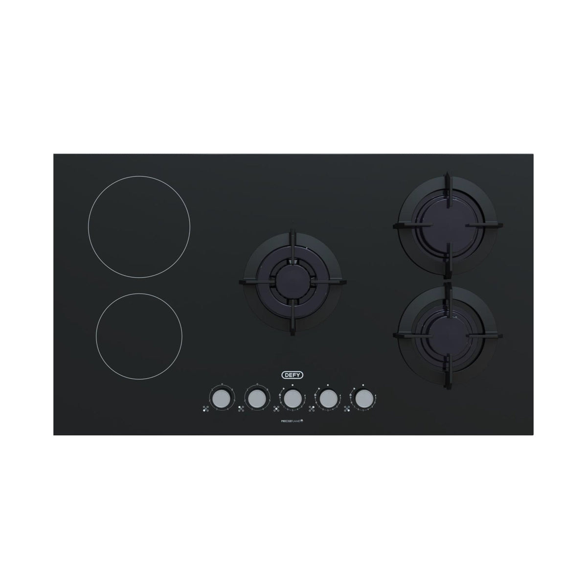 Defy 90cm Hybrid Gas and Electric Hob Black - DHG902