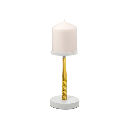Urban Decor 21cm Pillar Candle Holder Gold & White