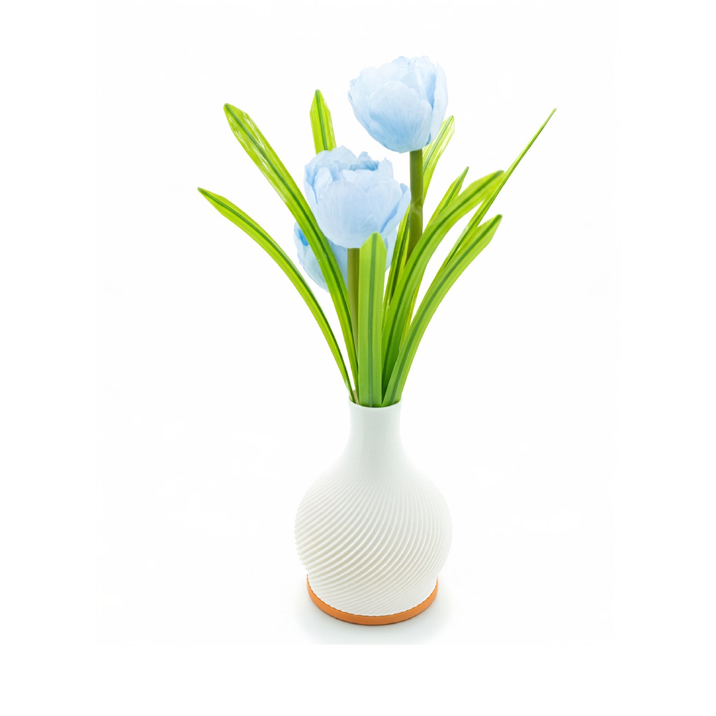Vase with Blue Flowers & LED Lights White