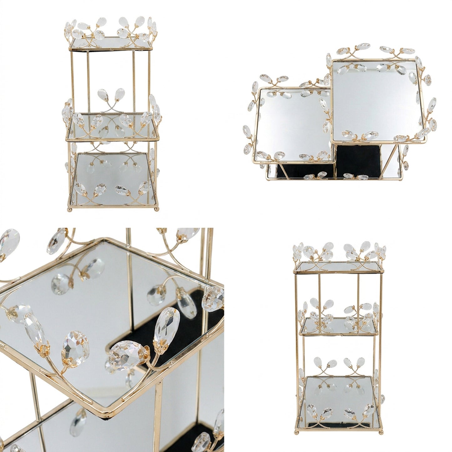 3 Tier Mirror Stand Gold