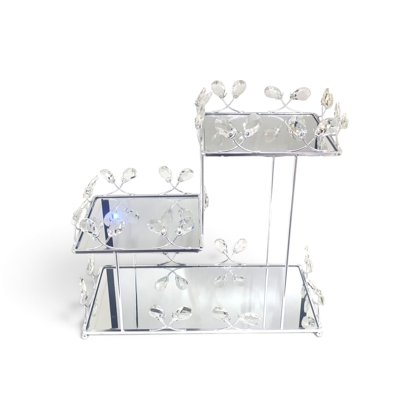3 Tier Mirror Dessert Stand Silver