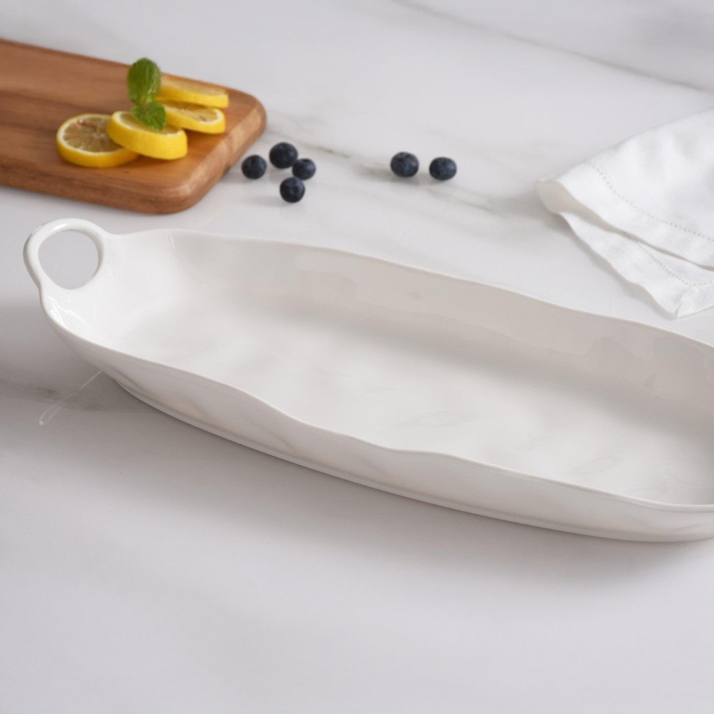 Kitchen Life Deep Long Ceramic Server White