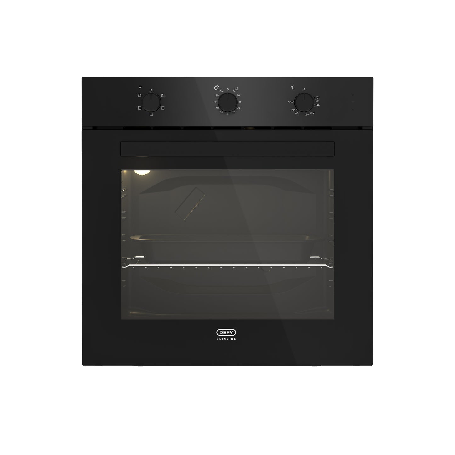 Defy 60cm Slimline Glass Eye-Level Oven Black