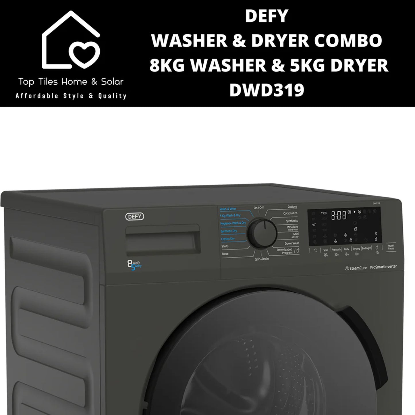 Defy 8/5kg Front Loader Washer Dryer Manhattan Grey