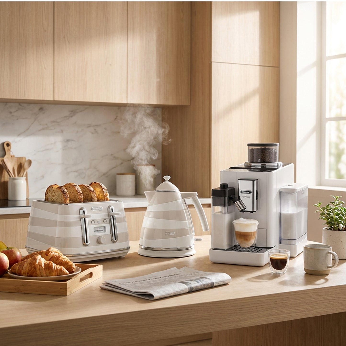 Delonghi Revelia Coffee Machine White + Free Avvolta Breakfast Pack