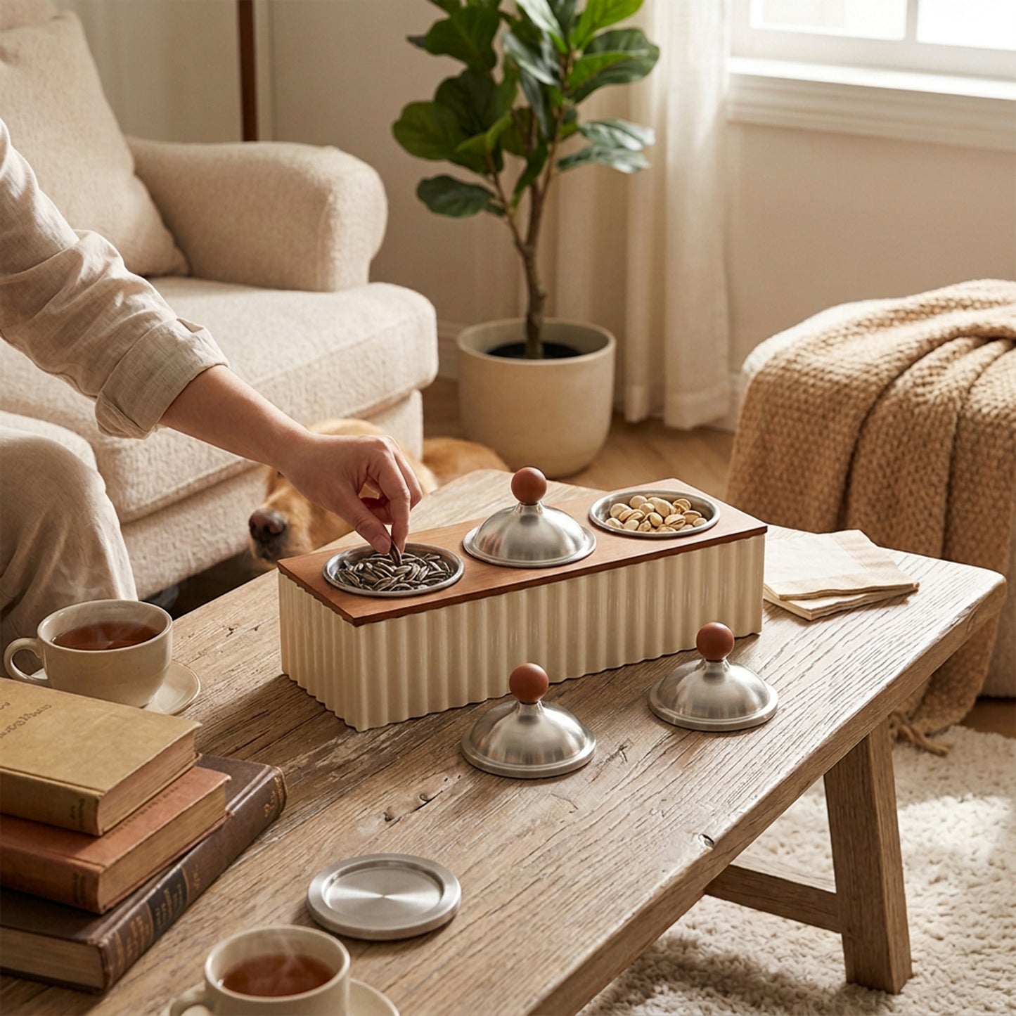 3 Compartment Dessert Server Cream