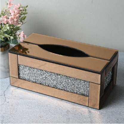 Urban Decor Diamond Crush Mirrored Tissue Box Rose Gold