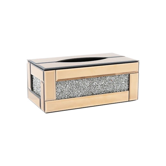 Urban Decor Diamond Crush Mirrored Tissue Box Rose Gold