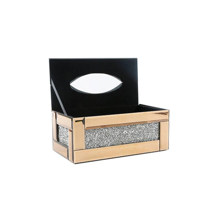 Urban Decor Diamond Crush Mirrored Tissue Box Rose Gold