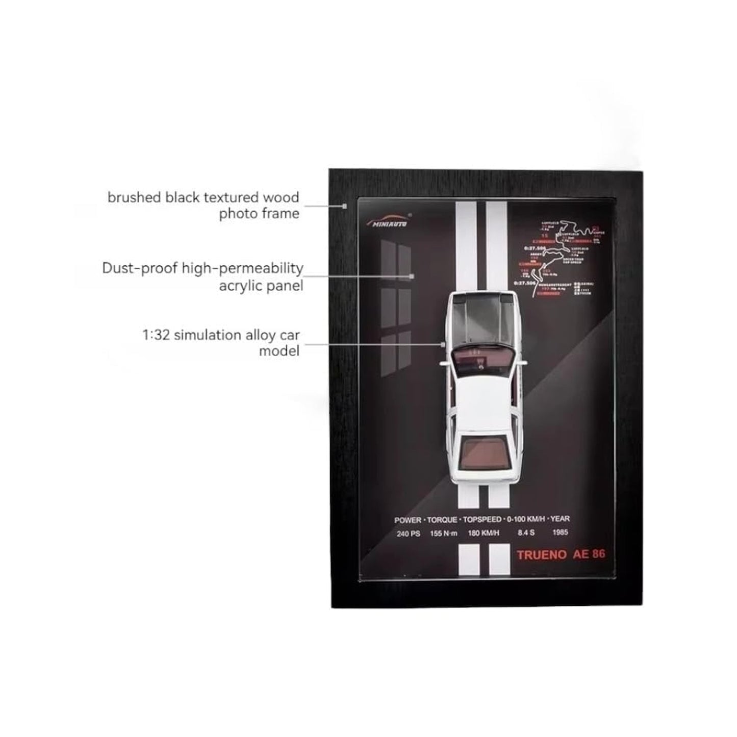 Die Cast Car Model Frame Black & White