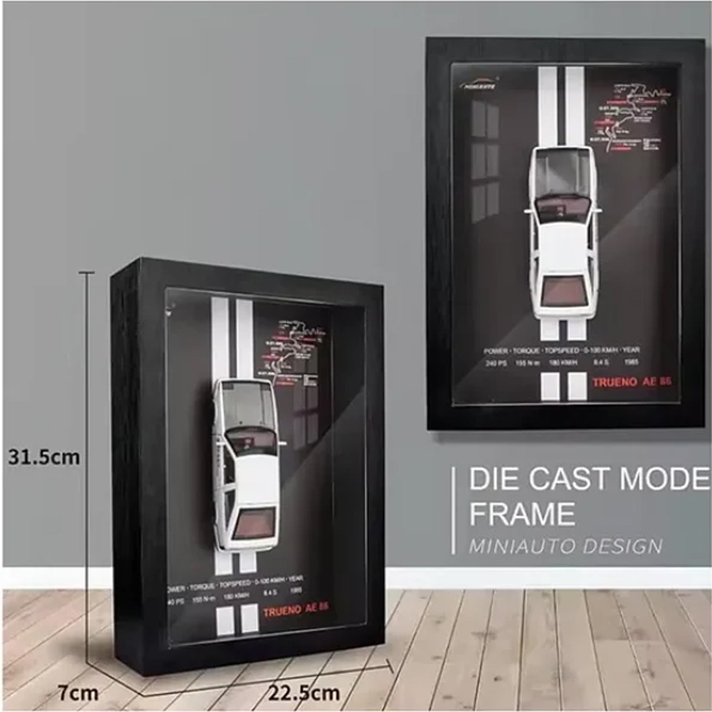 Die Cast Car Model Frame Black & White