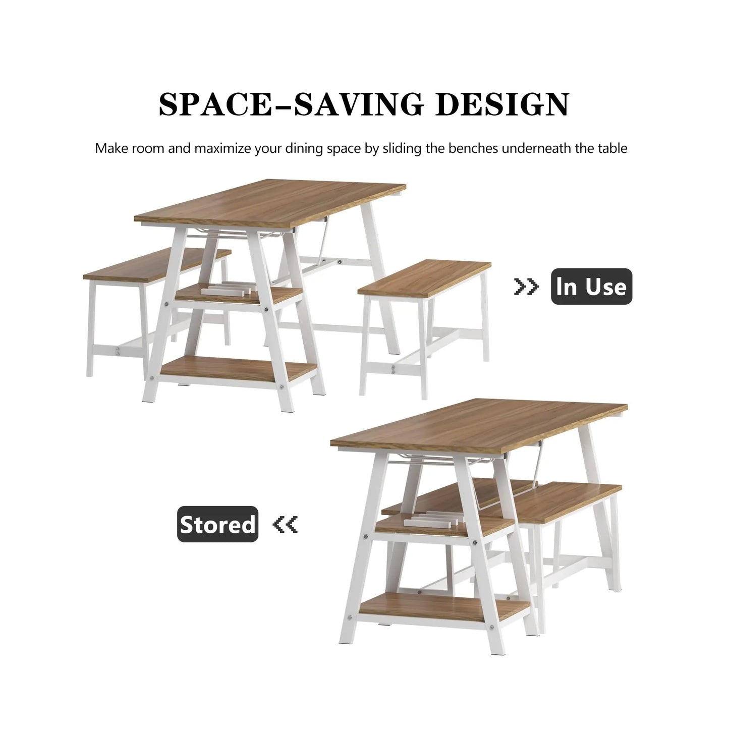 Exotic Designs Dining Set with Bench Brown & White