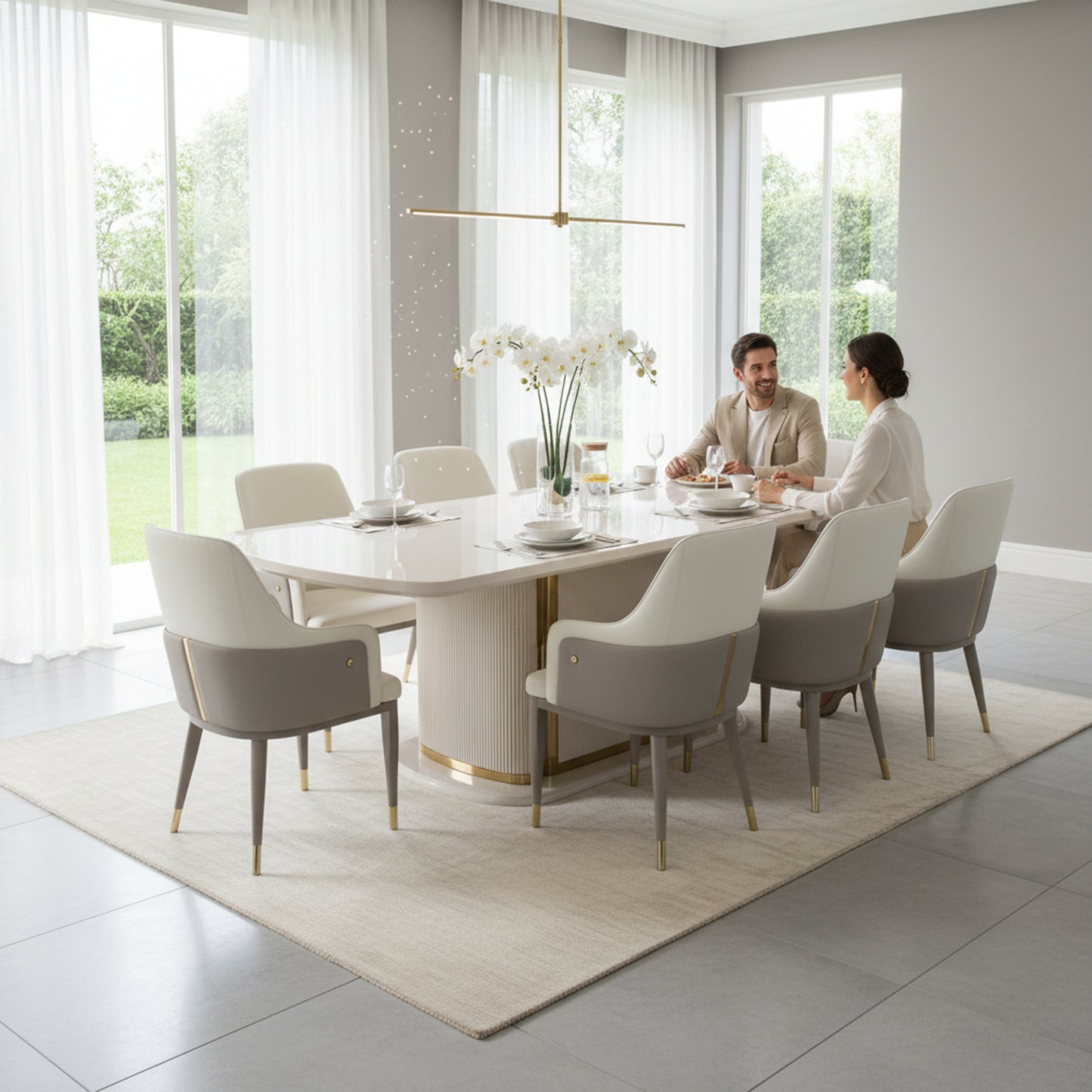 9 Piece Dining Room Set Grey