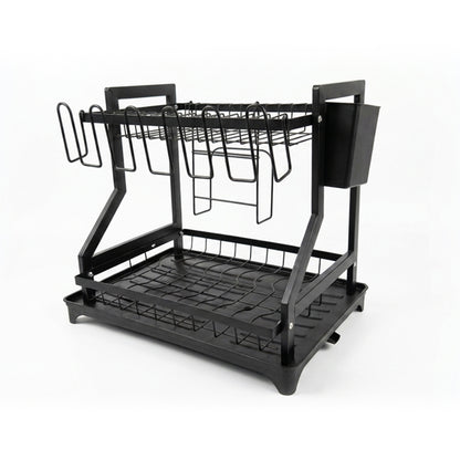 2 Tier Dish Rack Black