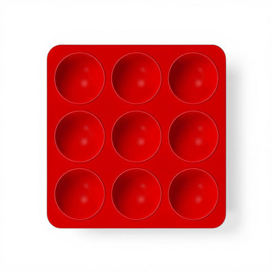 9 Hole Silicone Muffin Pan Red
