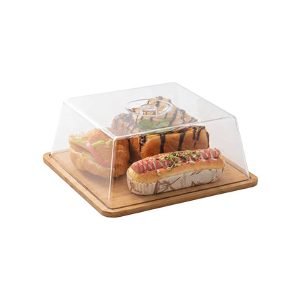 Bamboo Cheese Board with Dome Clear