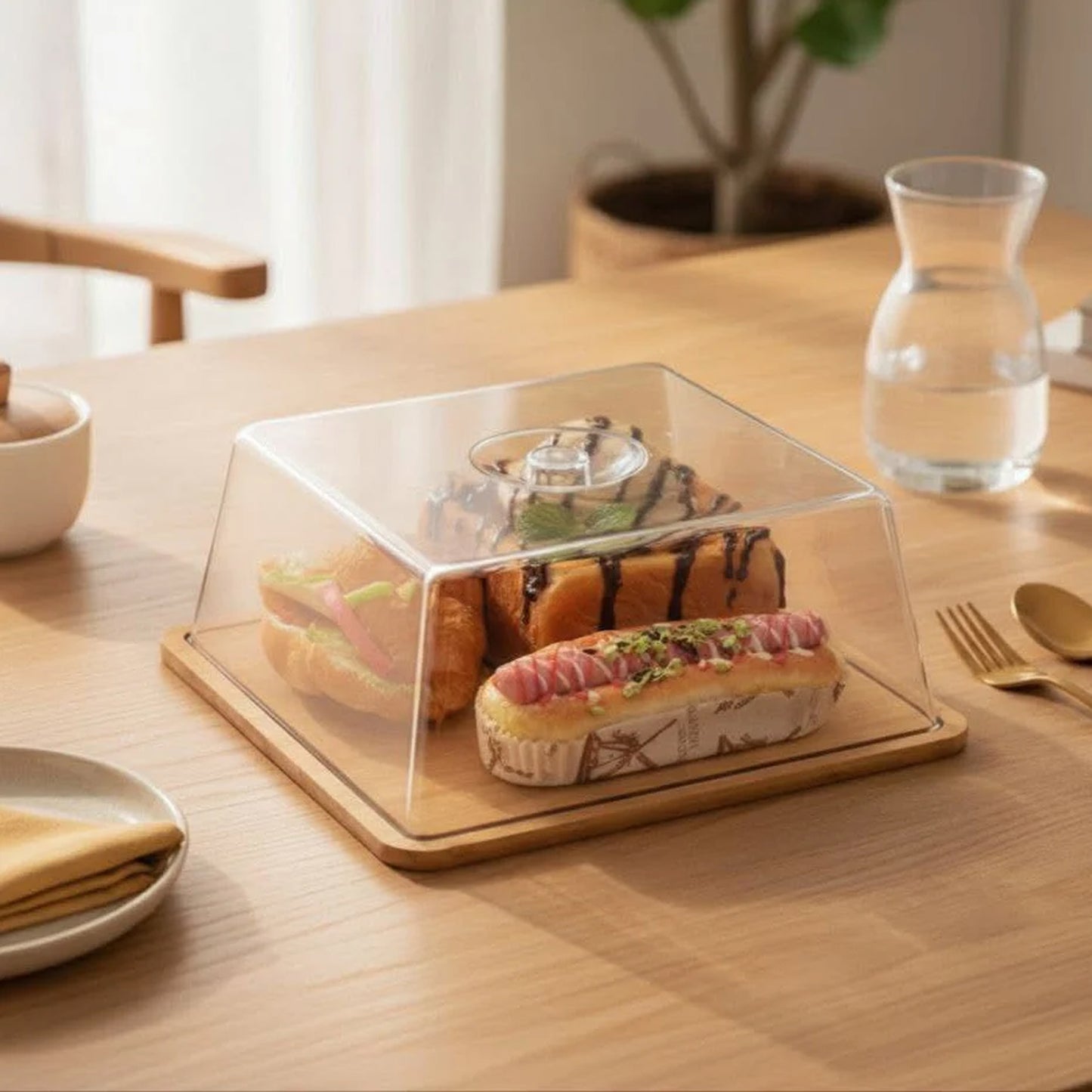Bamboo Cheese Board with Dome Clear