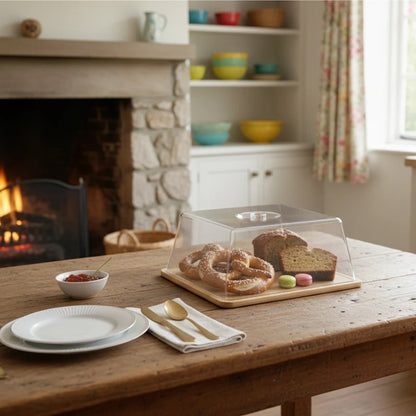 Bamboo Cheese Board with Dome Clear