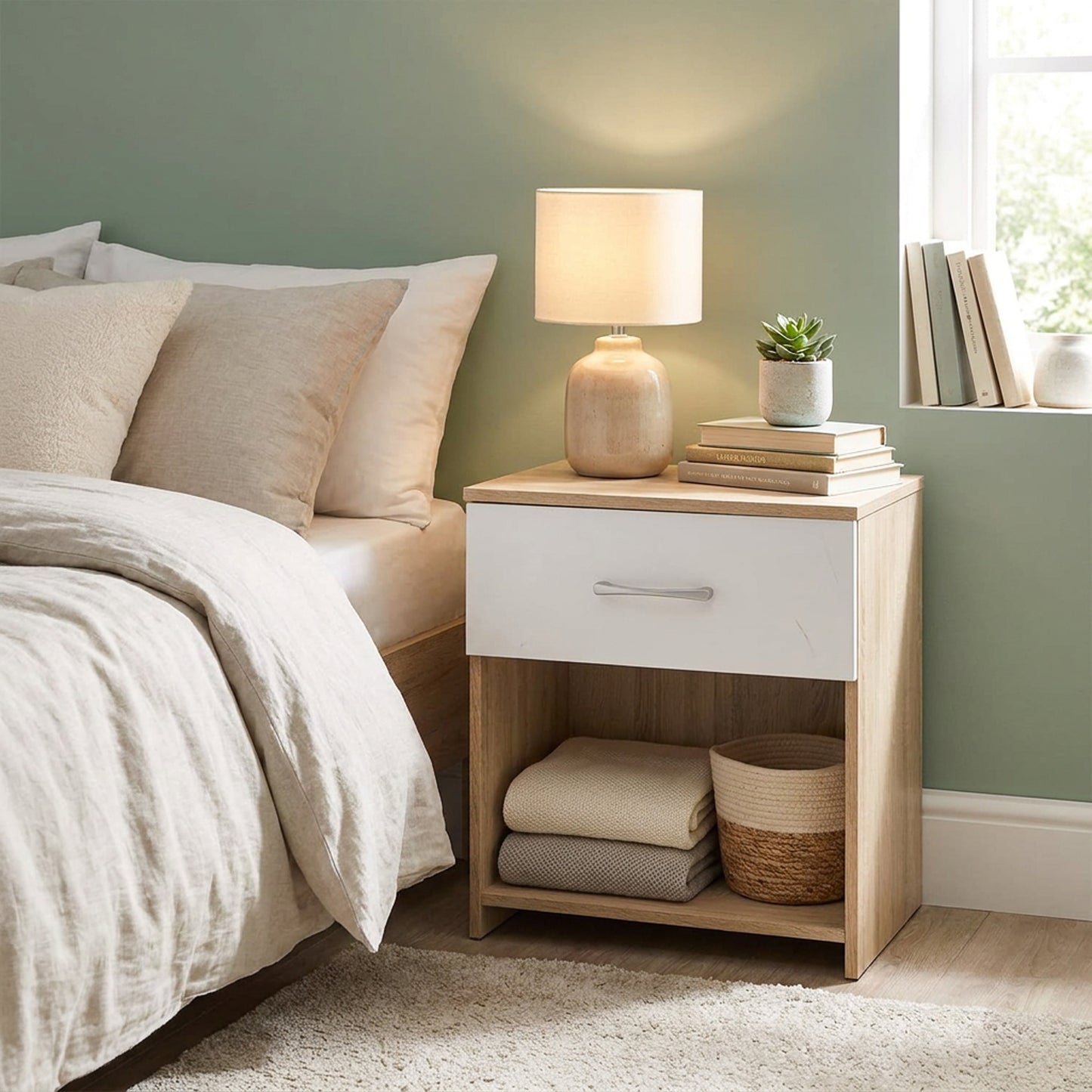 DualSpace Nightstand Sonama & White