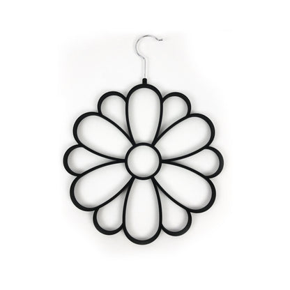 Velvet Covered Flower Design Scarf & Accessory Hanger Black