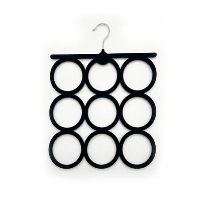 Velvet Covered 9-Ring Scarf & Accessory Hanger Black