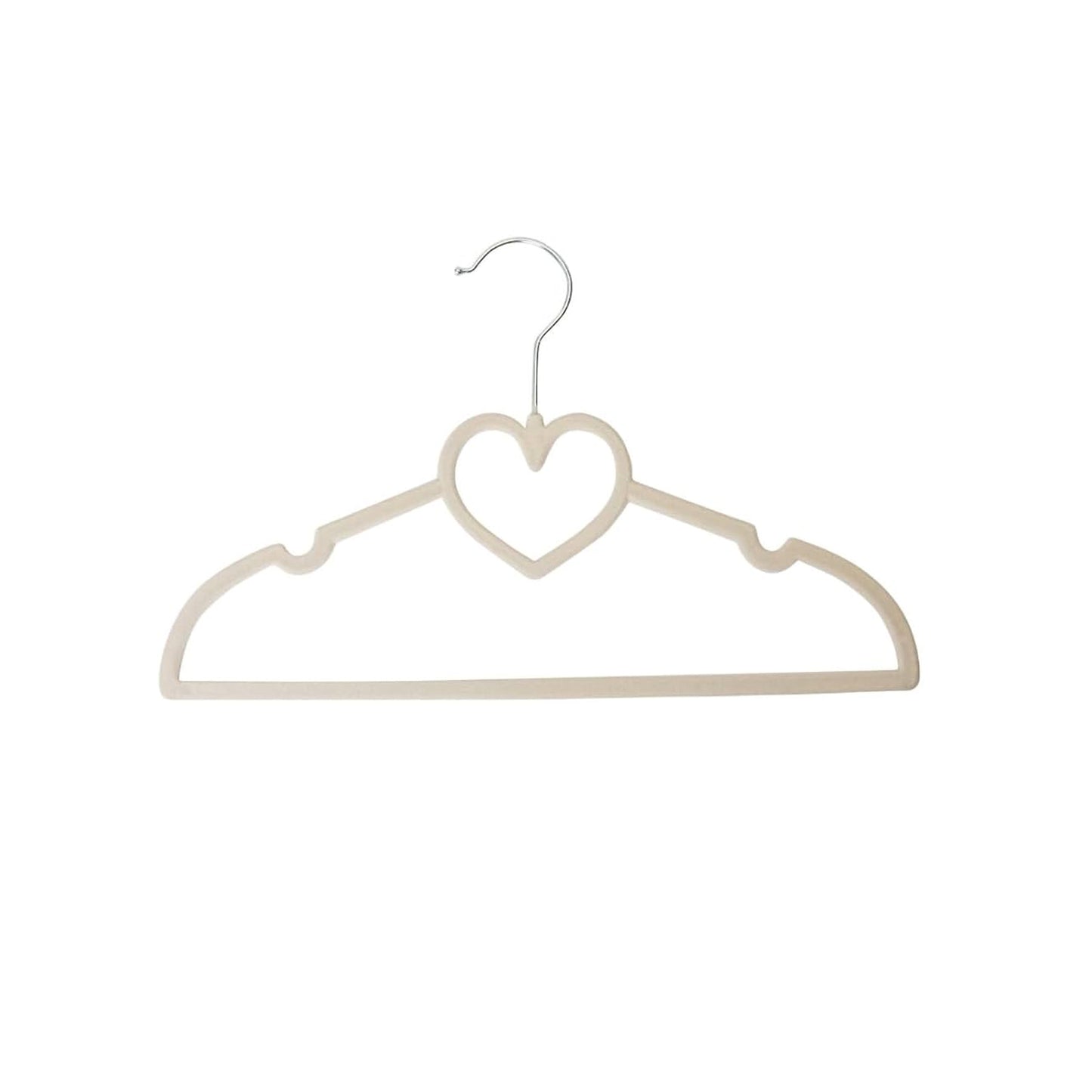 10 Piece Kids Velvet Hanger with Chrome Hooks Set Cream