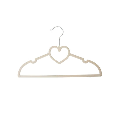 10 Piece Kids Velvet Hanger with Chrome Hooks Set Cream