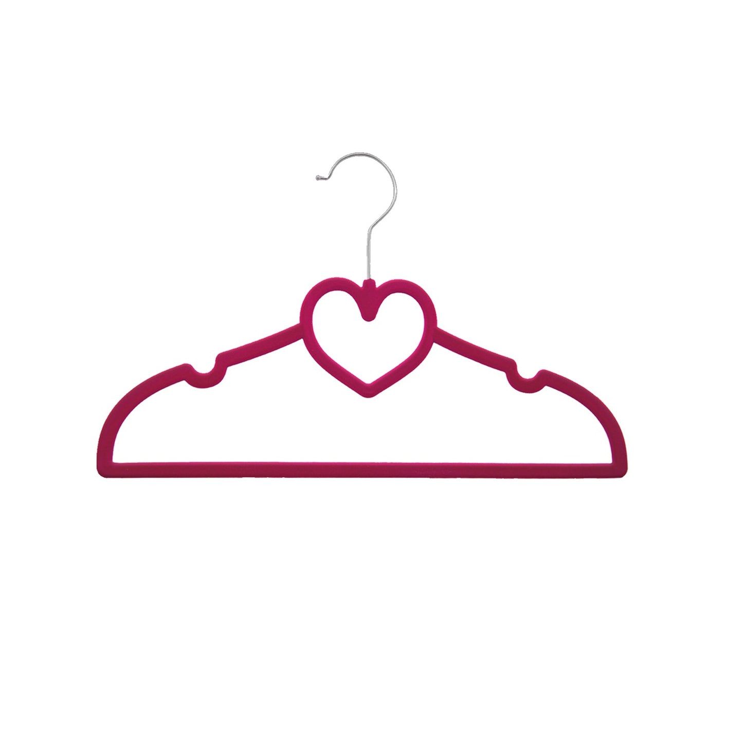 25 Piece Kids Velvet Hanger with Chrome Hooks Set Dark Pink