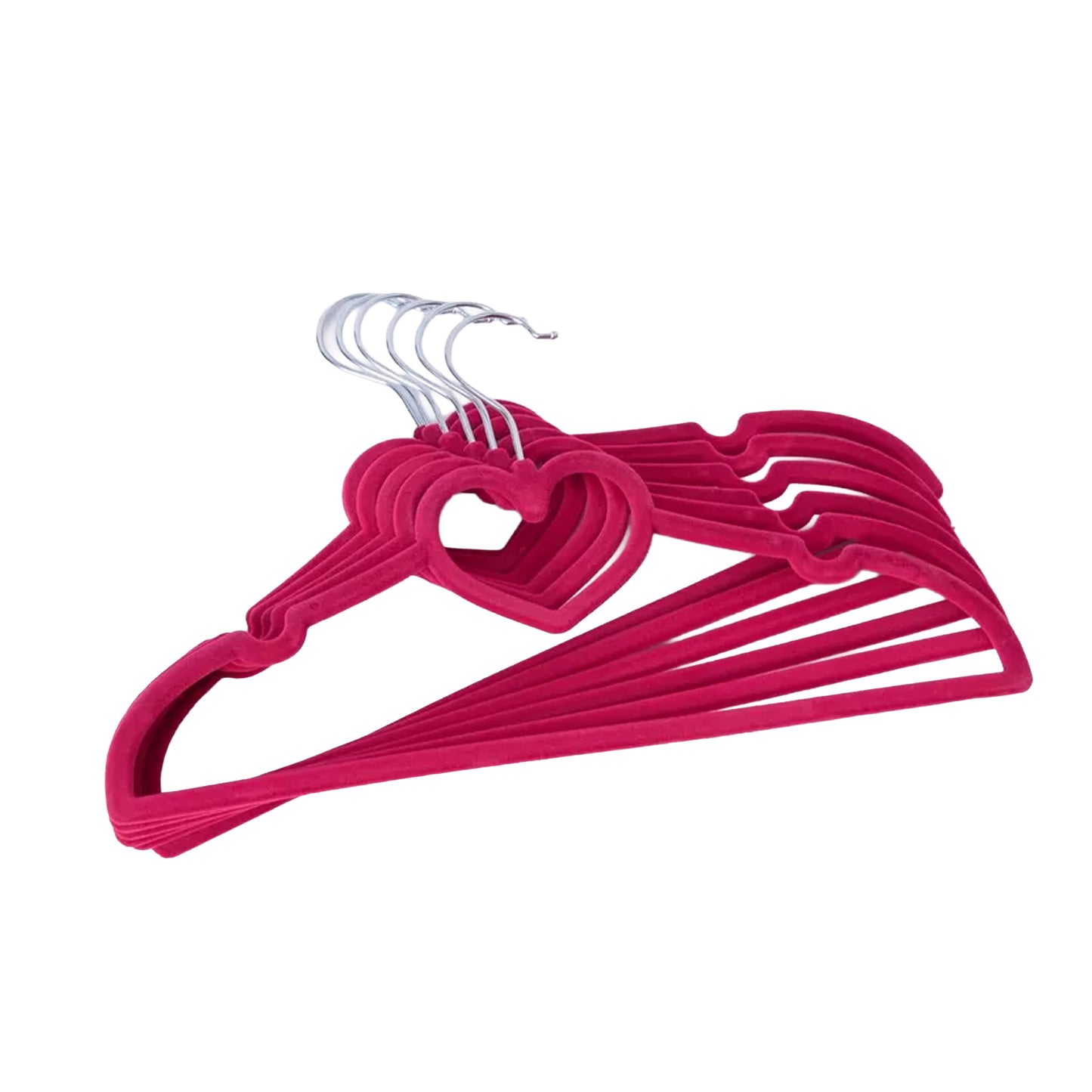25 Piece Kids Velvet Hanger with Chrome Hooks Set Dark Pink
